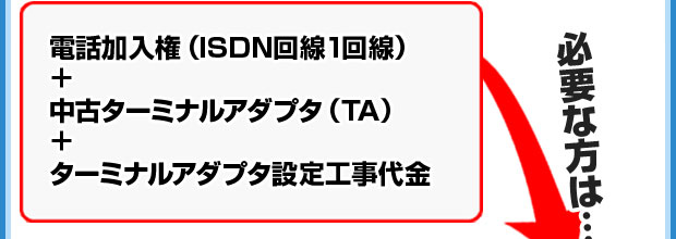 通常は電話加入権・ターミナルアダプタ・TA設定工事が必要な場合