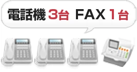 ビジネスフォン3台 FAX1台　電話工事・主装置つきます 